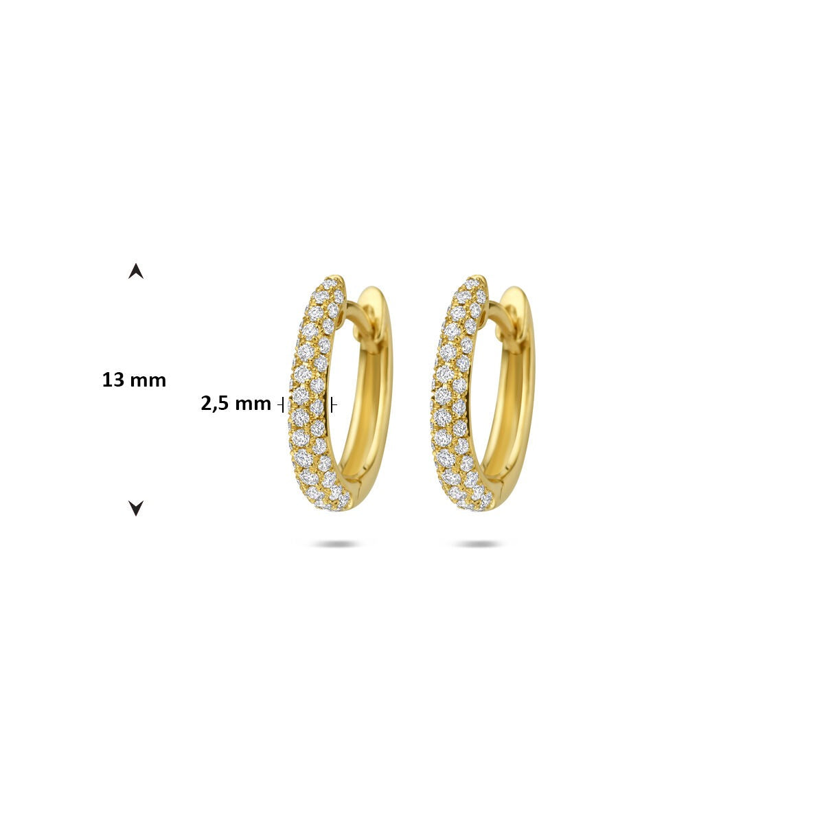 14k Żółte złoto kolczyki koła z diamentem
