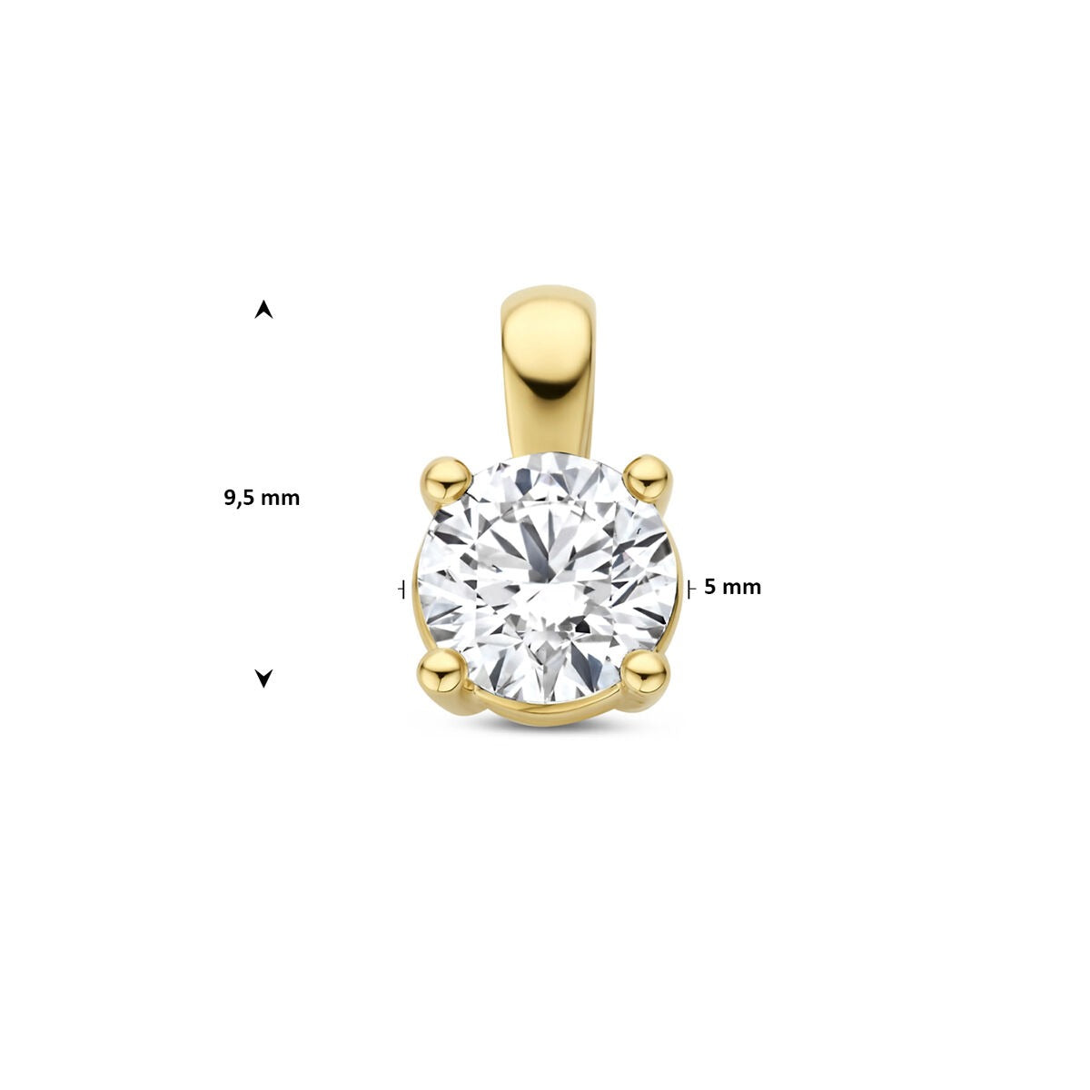 14k Żółte złoto wisiorek z diamentem hodowanym w laboratorium – Szlif brylantowy 0.50 ct