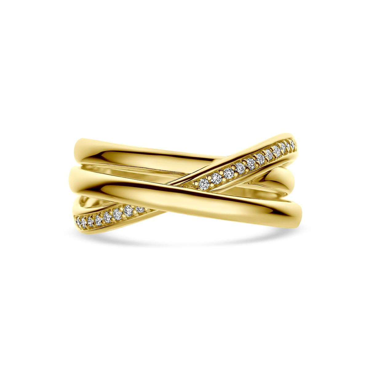 14k Żółte Złoto Pierścionek Alliance z Diamentem 0,15 ct
