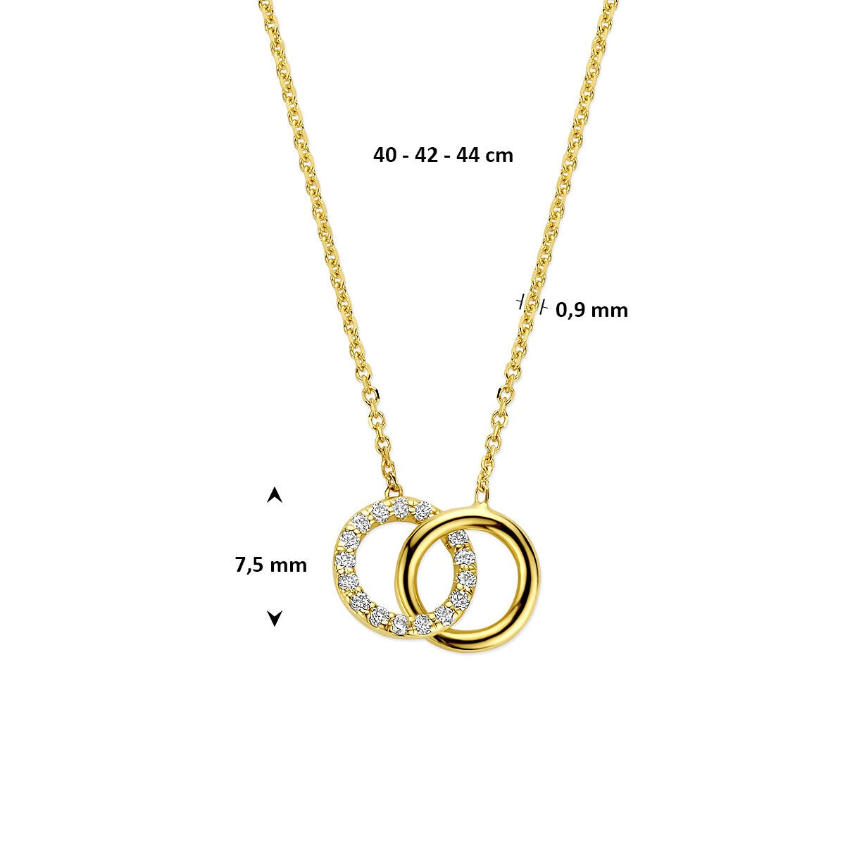 14k Żółte złoto naszyjnik z diamentem hodowanym w laboratorium 0.09ct