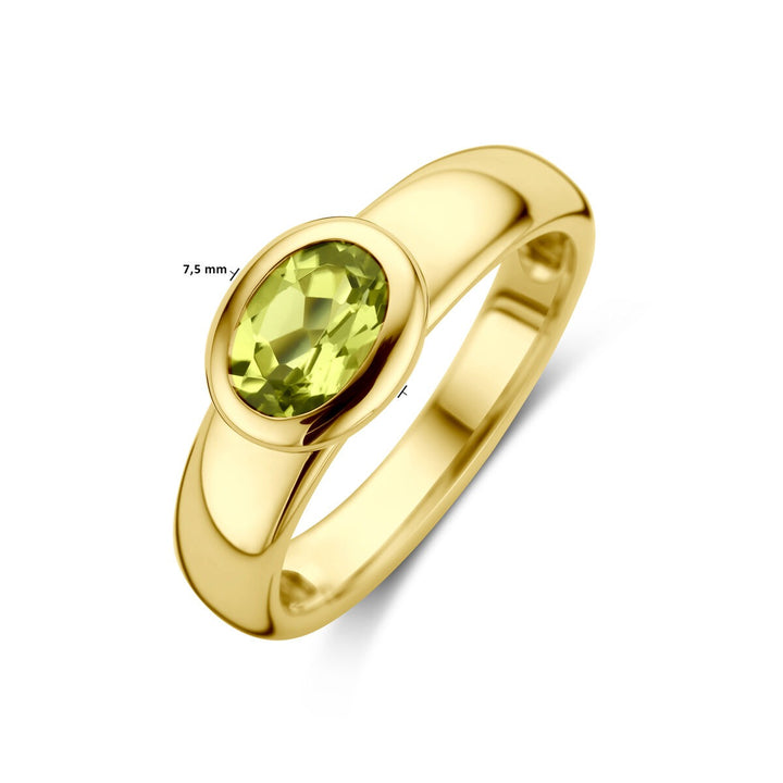 14k Geelgouden Ring met Peridot – Ovale Zetting 7.5x9mm