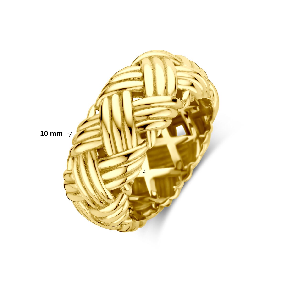 14k żółte złoto damski pierścionek – 10 mm szeroki