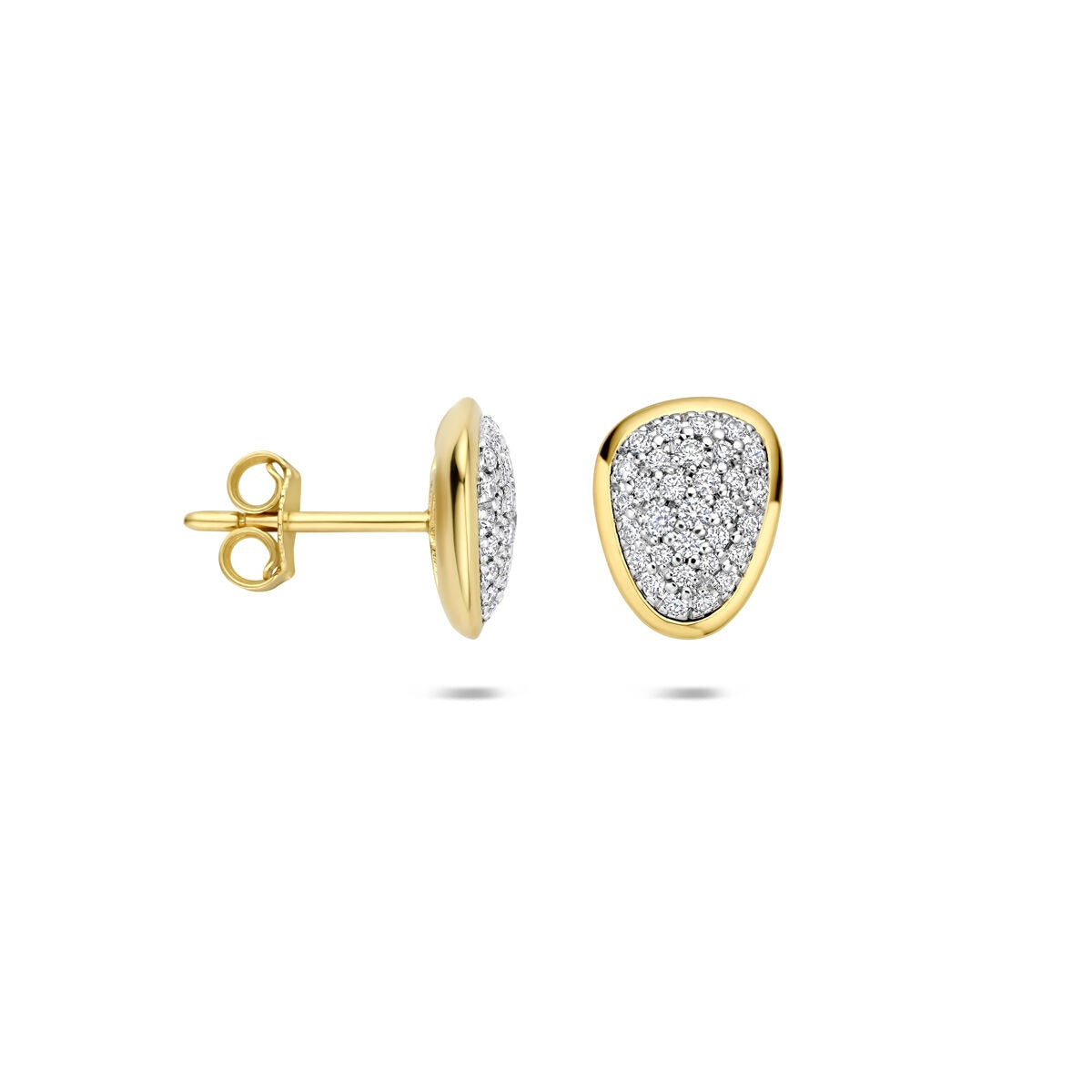 14k Bicolor kolczyki wkrętki z diamentem 0.35ct