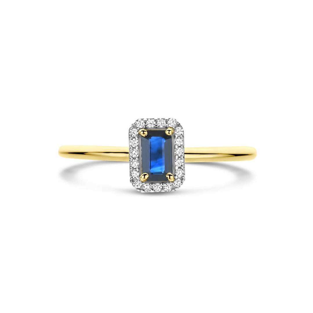 Gouden ring met saffier en diamant – 14k