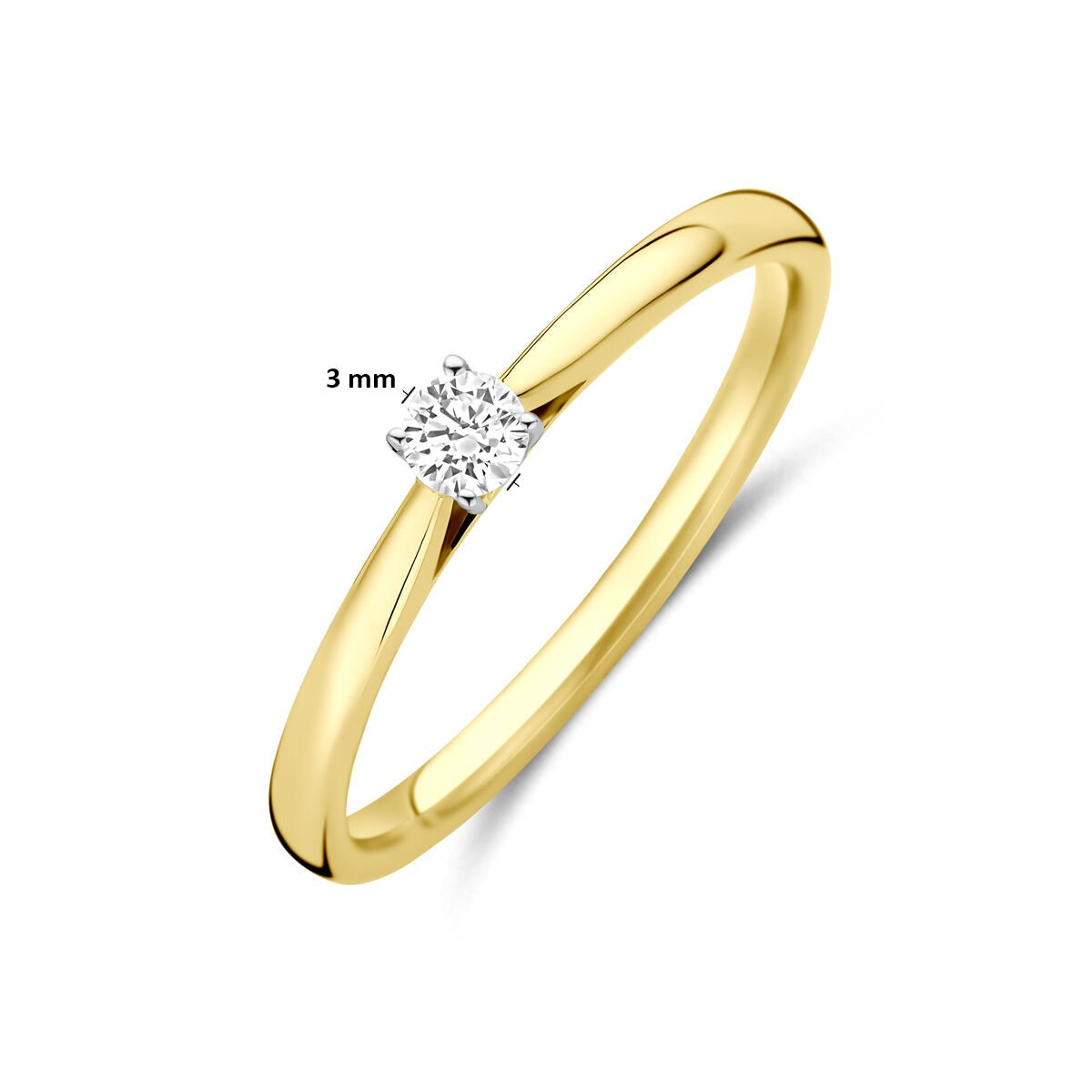 14k Bicolor żółte i białe złoto pierścionek z 0.10ct diamentem hodowanym w laboratorium