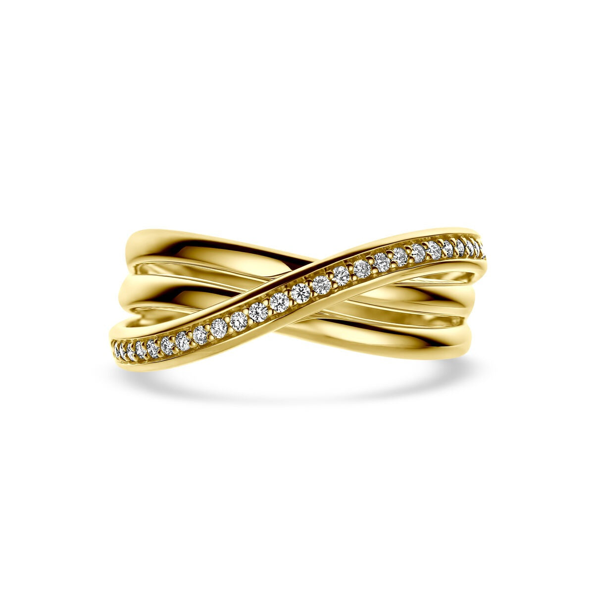 14k Żółte Złoto Pierścionek Alliance z Diamentem 0,16 ct