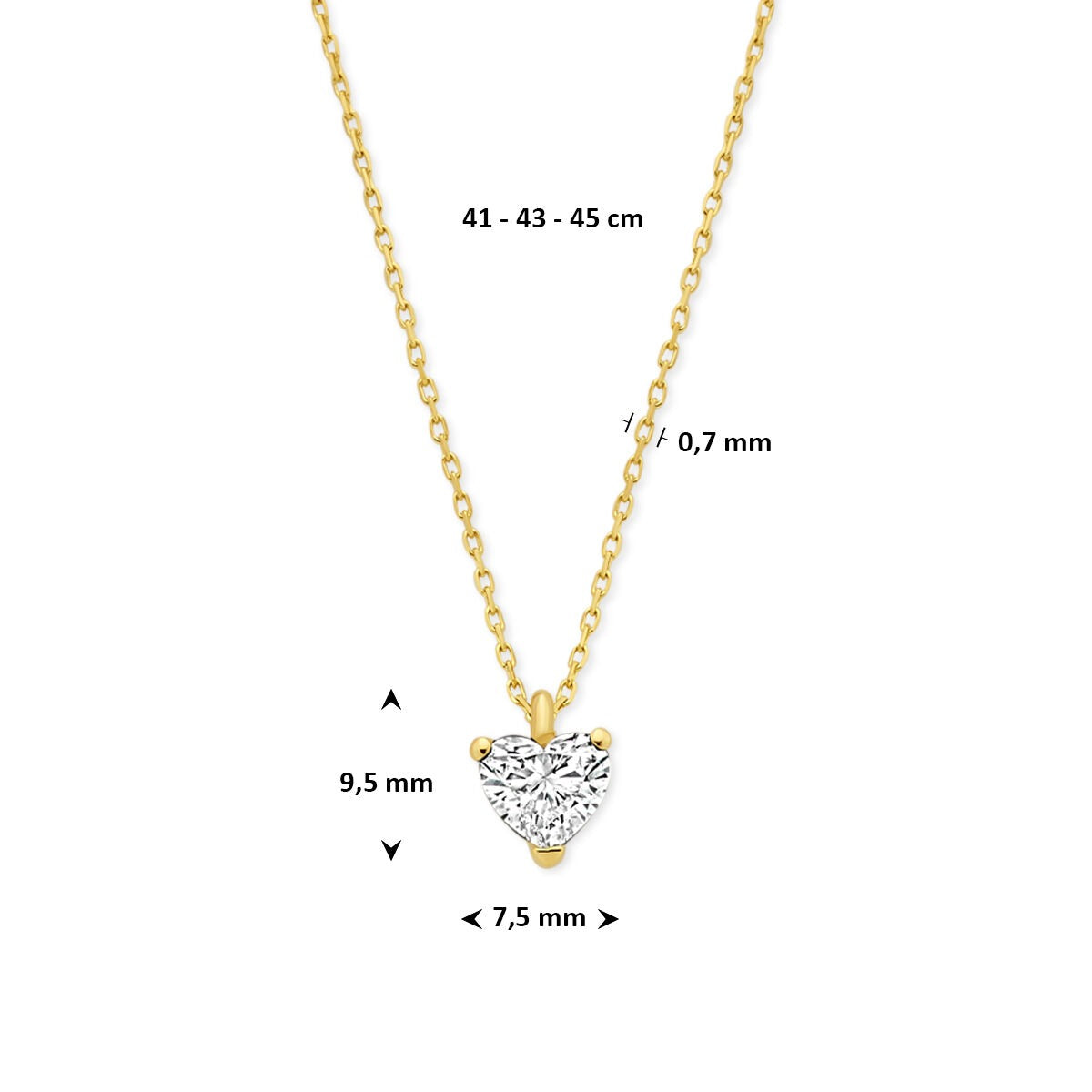 14k Żółte złoto naszyjnik z sercowym lab grown diamentem 1.00ct