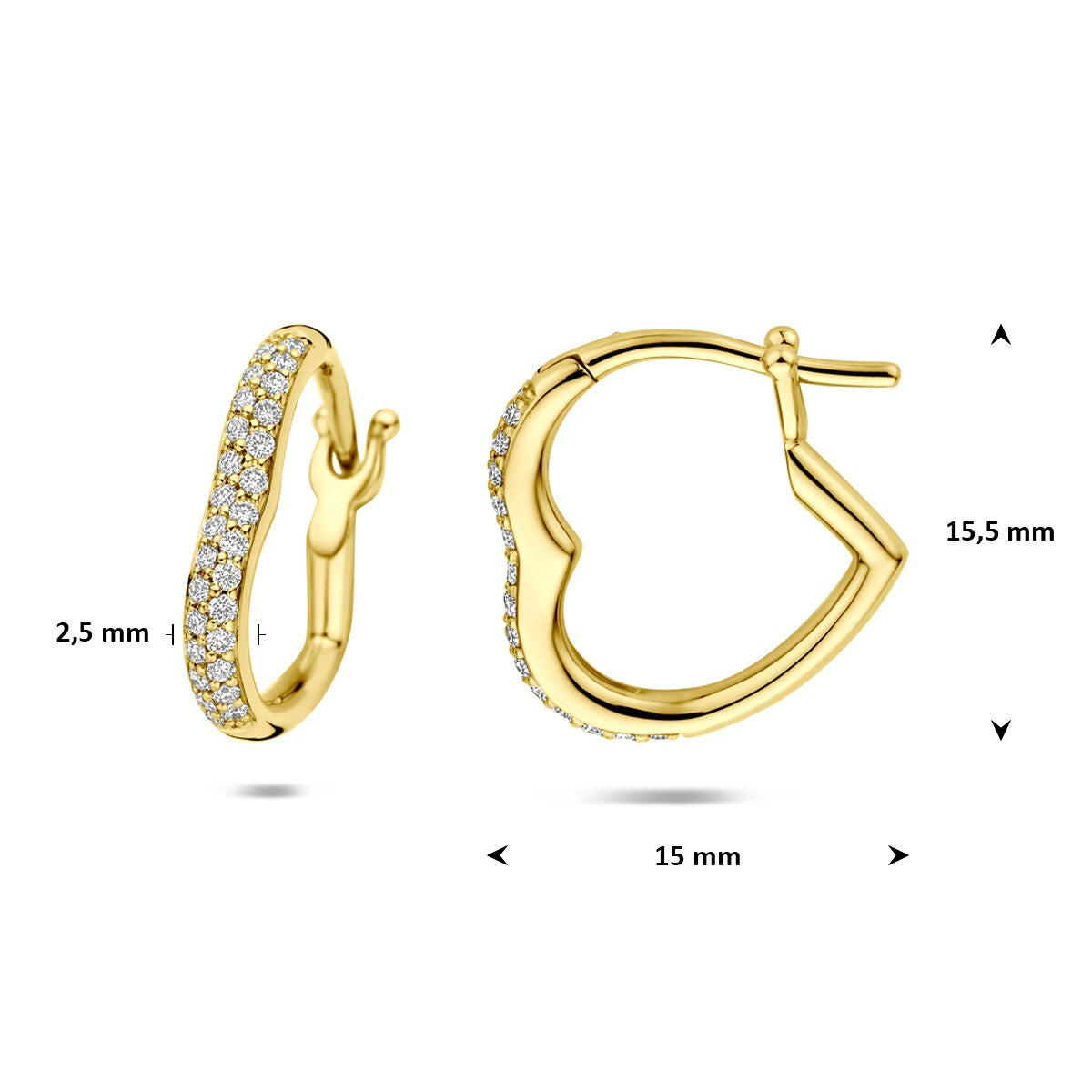 14k Złote kolczyki w kształcie serca z diamentem