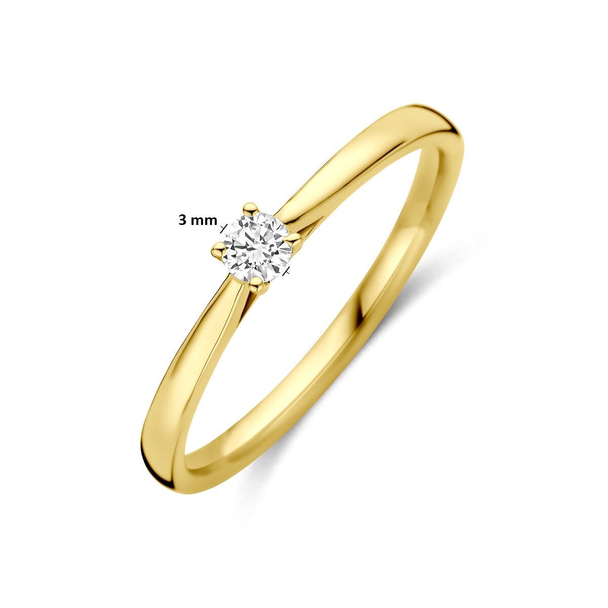 14k Żółte złoto pierścionek z 0.10ct diamentem hodowanym w laboratorium