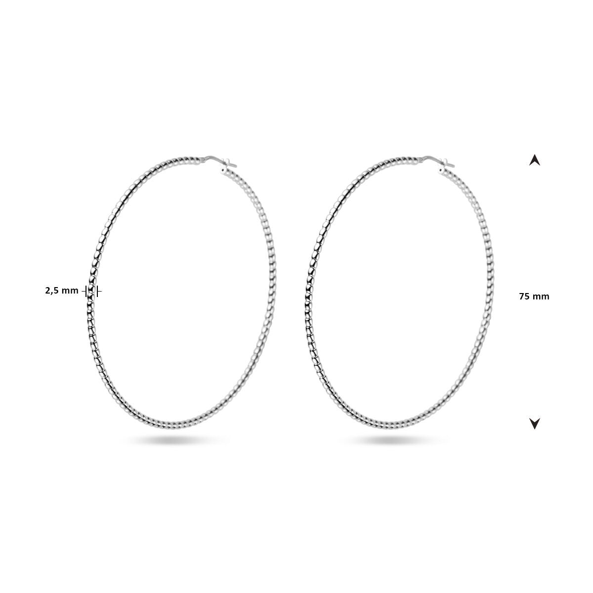 Srebrne kolczyki koła – rodowane 925 srebro, 75 mm