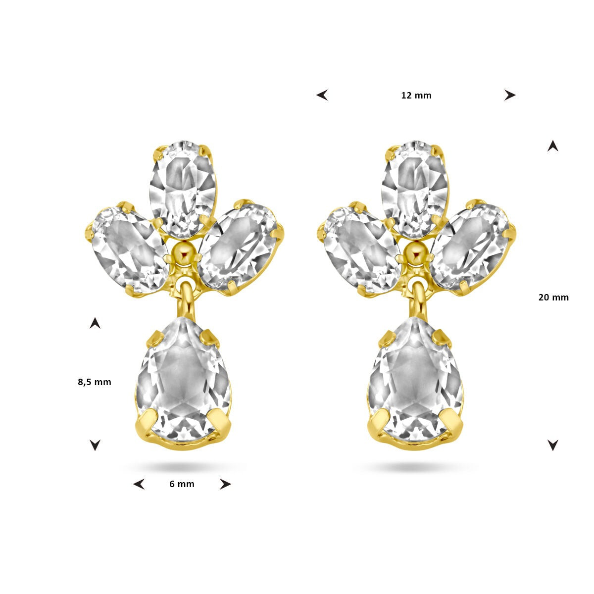 Pozłacane srebrne kolczyki z kryształem Swarovski – żółte złoto na srebrze 925