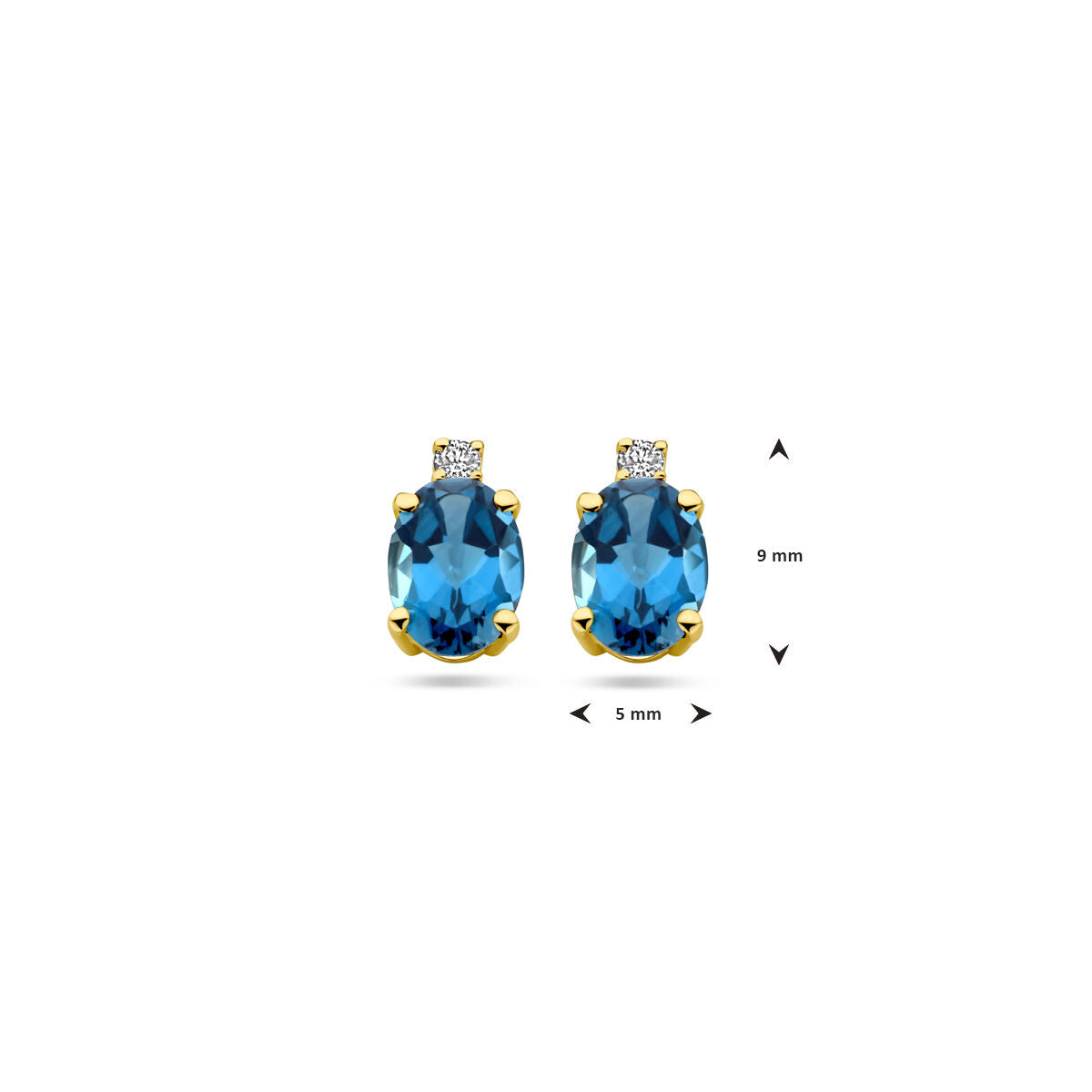 14k żółte złoto kolczyki wkrętki z London Blue topazem i diamentem
