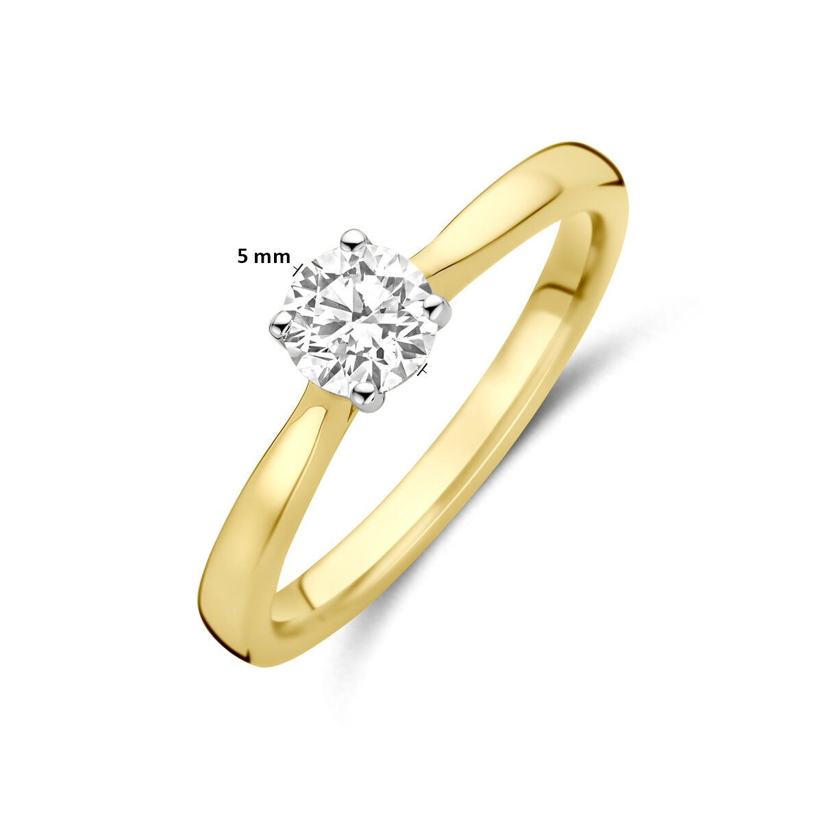 14k Bicolor żółte i białe złoto pierścionek z 0.50ct diamentem hodowanym w laboratorium