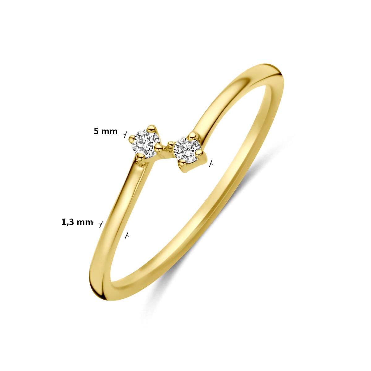14k Żółte Złoto Pierścionek z Diamentem 0,05 ct