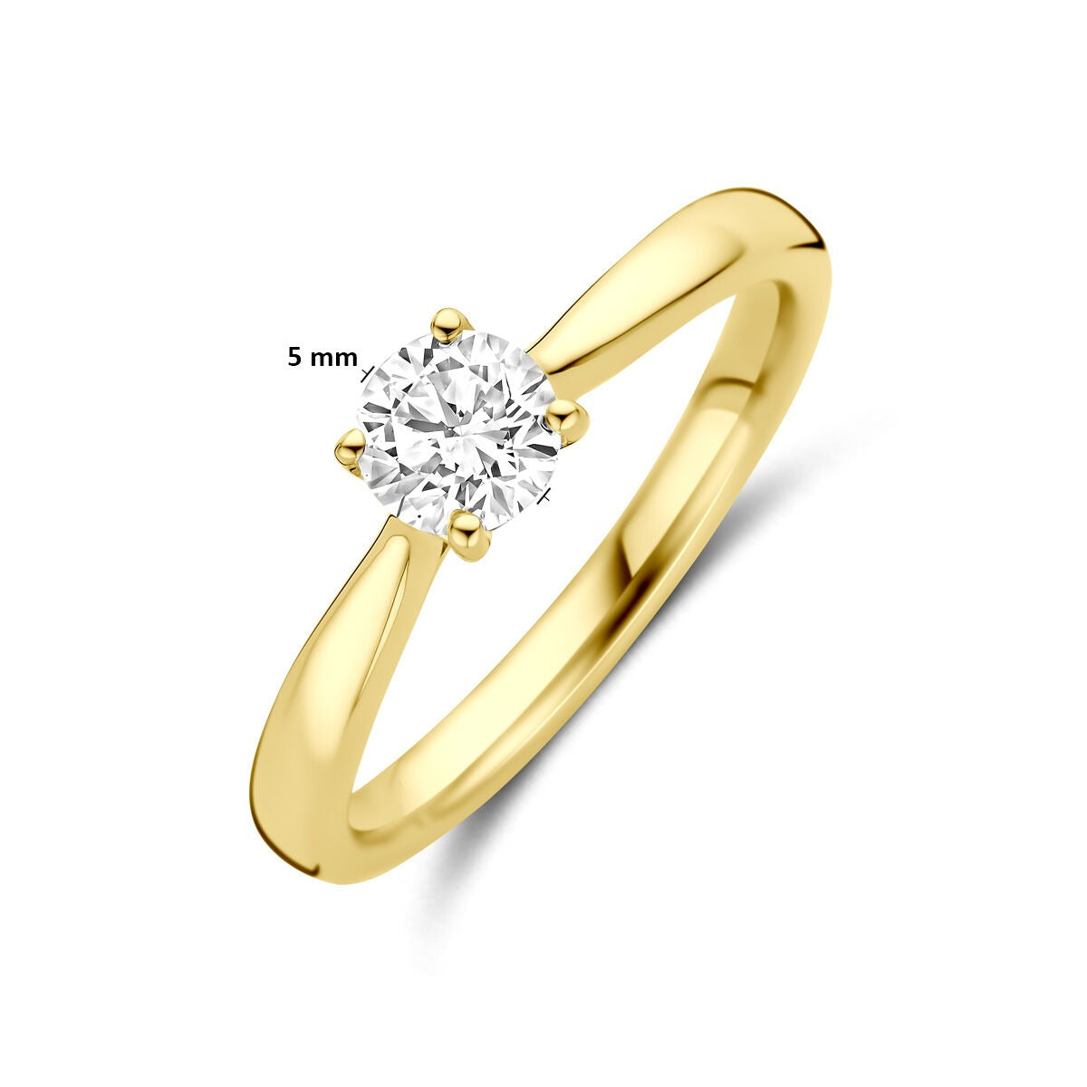 14k Żółte złoto pierścionek z 0.50ct diamentem hodowanym w laboratorium