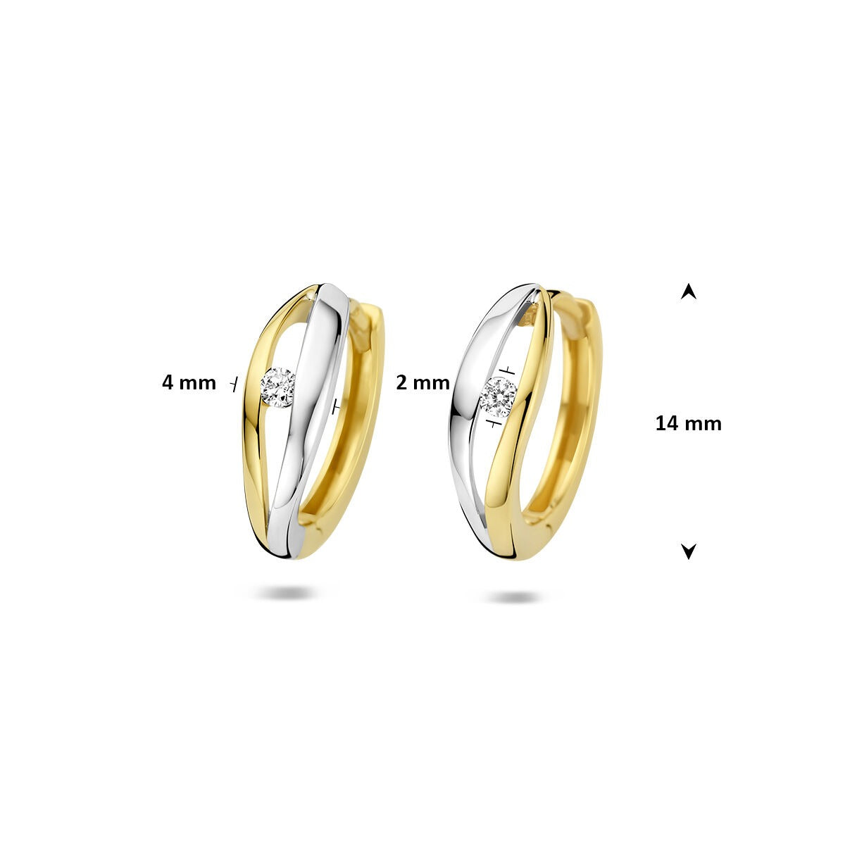14k bicolor kolczyki koła z diamentem hodowanym w laboratorium