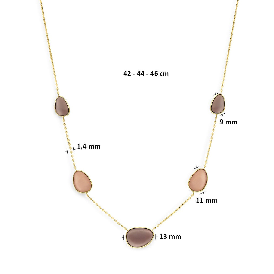 14k Geelgouden collier met maansteen