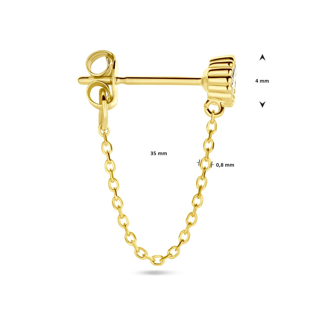 14k geelgouden oorknop met zirkonia – per stuk verkocht