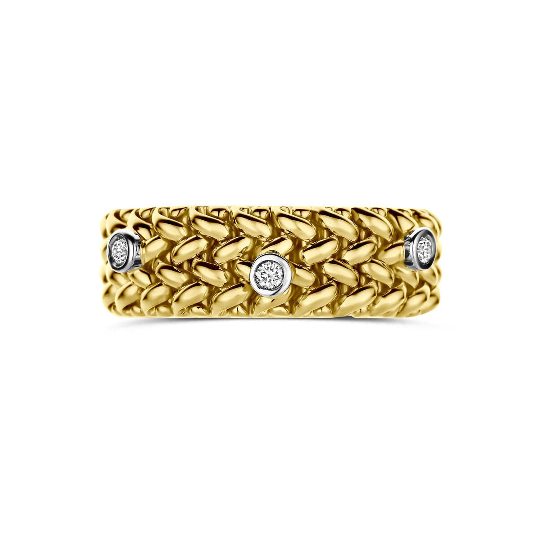 14k bicolor geel- en witgouden ring met diamant