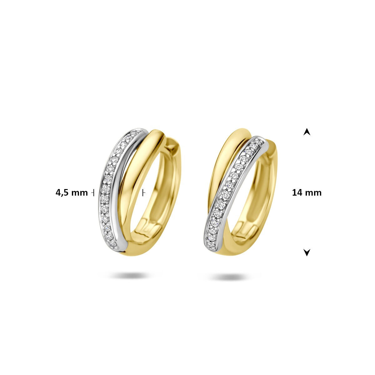 14k Bicolor kolczyki koła z diamentem 0,09 ct