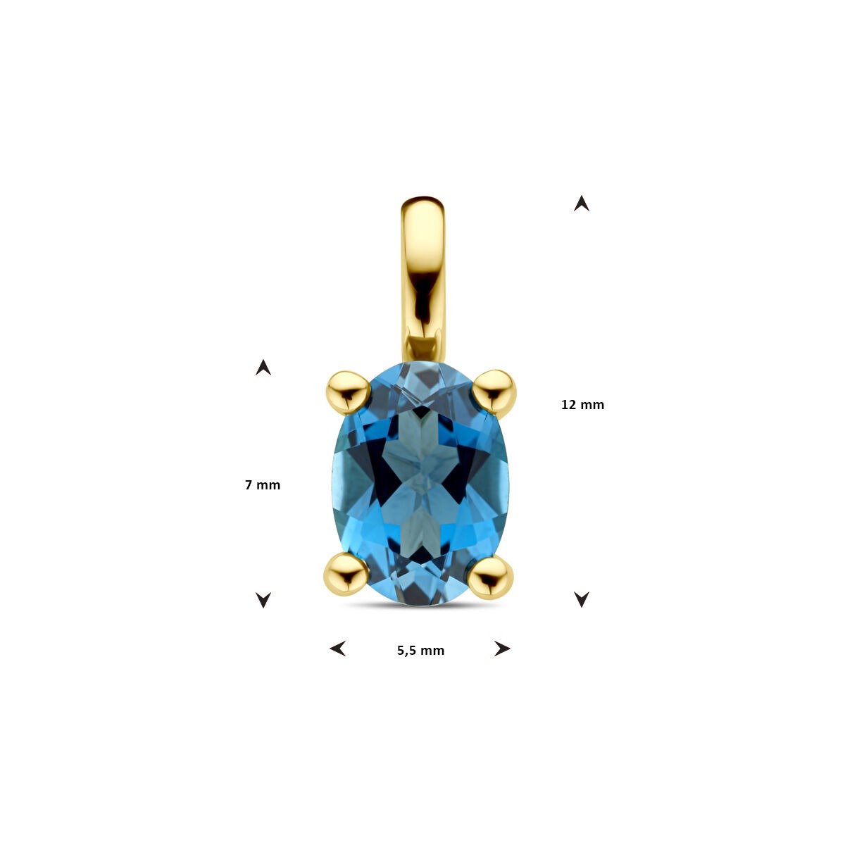 14k żółte złoto wisiorek z topazem London Blue