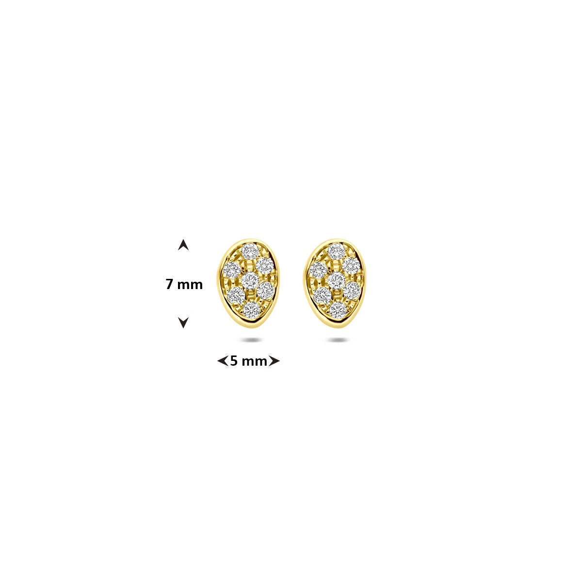 14k żółte złoto kolczyki wkrętki z diamentem osadzonym w pavé