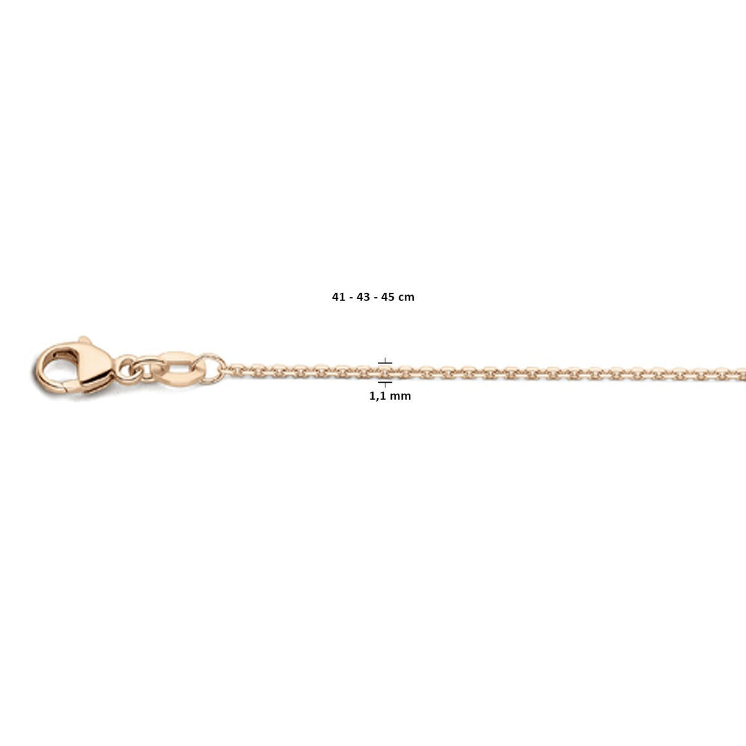 18k rosegouden dames ketting – anker collier 45 cm