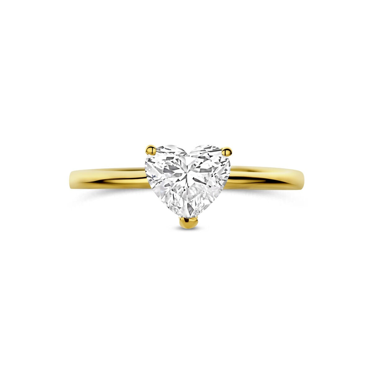 14k Żółte złoto pierścionek z sercowym lab grown diamentem 1.00ct
