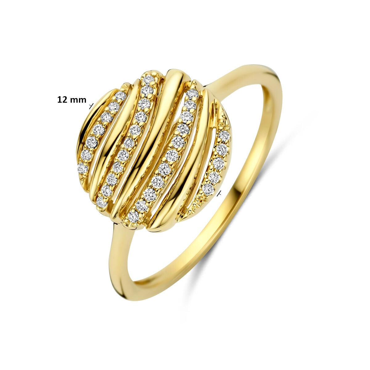 14k Żółte złoto pierścionek z diamentem 0.09ct okrągły design