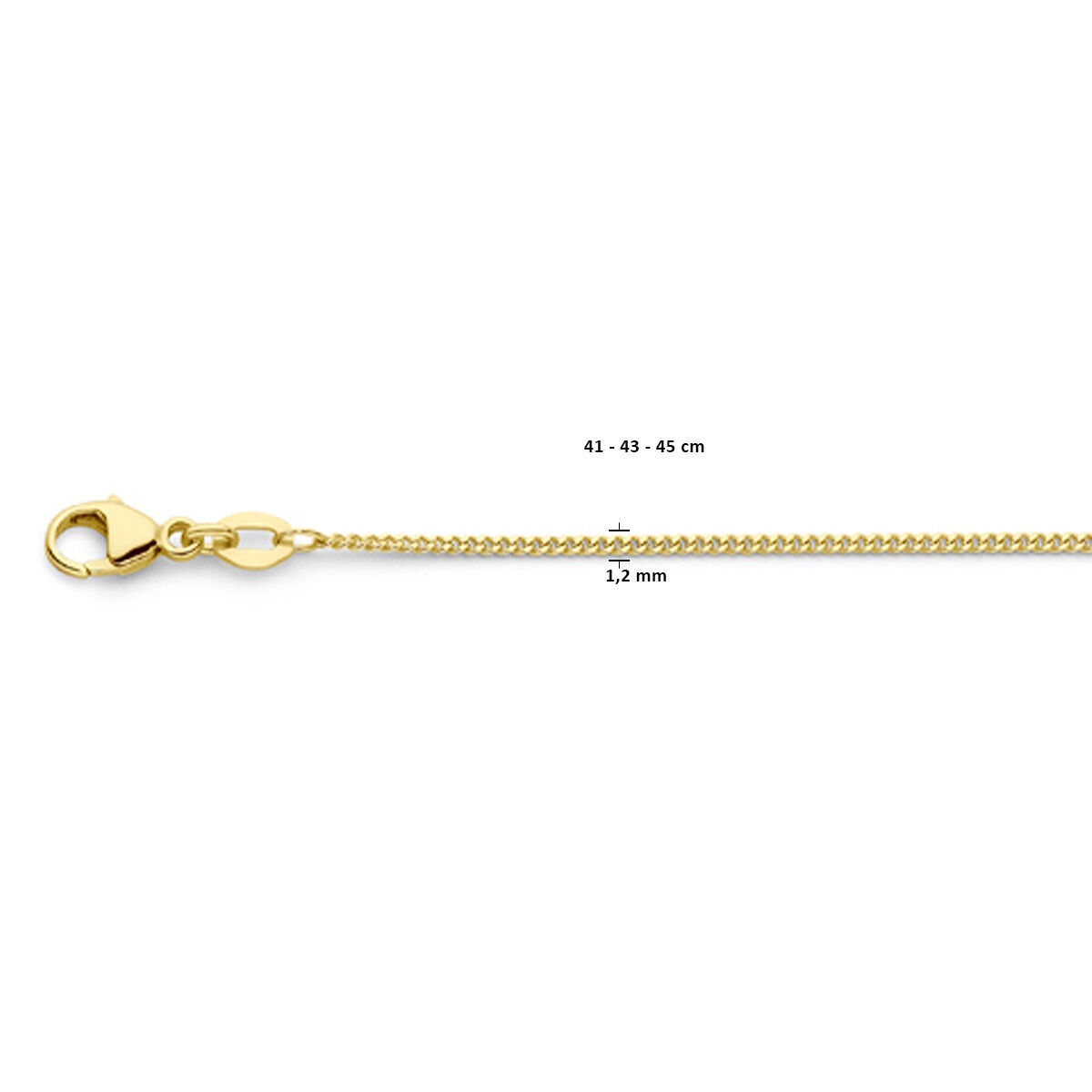 18k złota damski naszyjnik – gourmette naszyjnik 45 cm