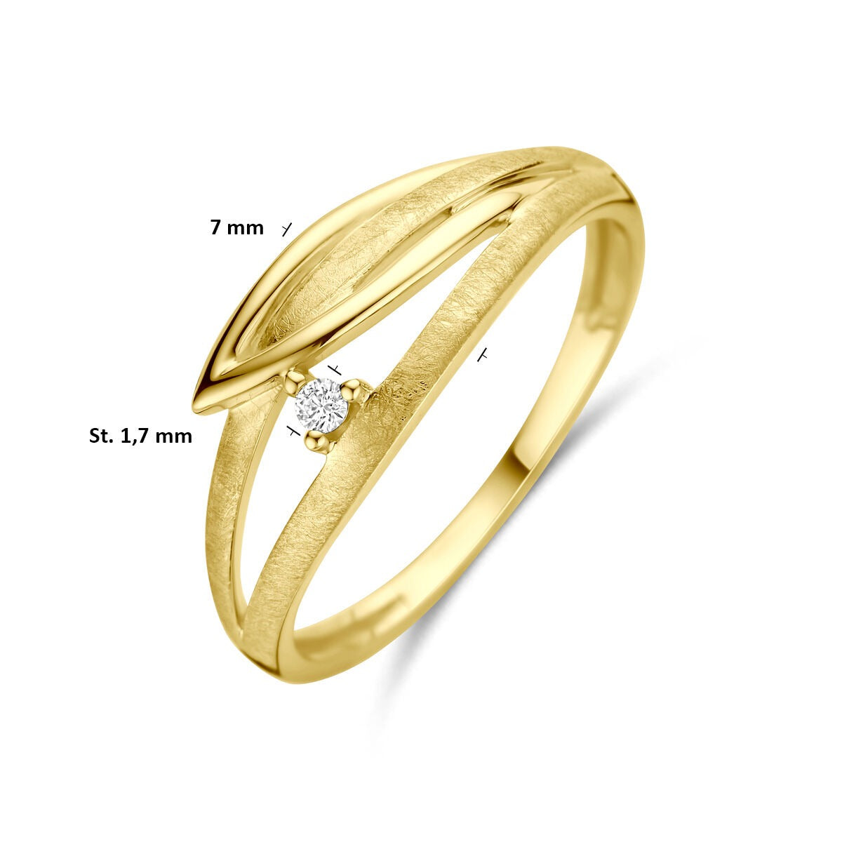 14k żółte złoto damski pierścionek z diamentem – 7 mm szeroki