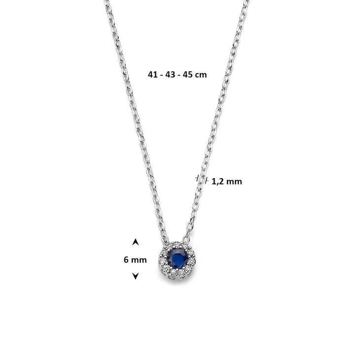 Gerhodineerd zilveren collier met saffier en zirkonia