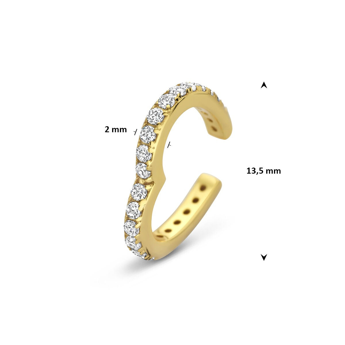 Pozłacany srebrny ear cuff serduszko z cyrkonią – romantyczny akcent bez przekłucia