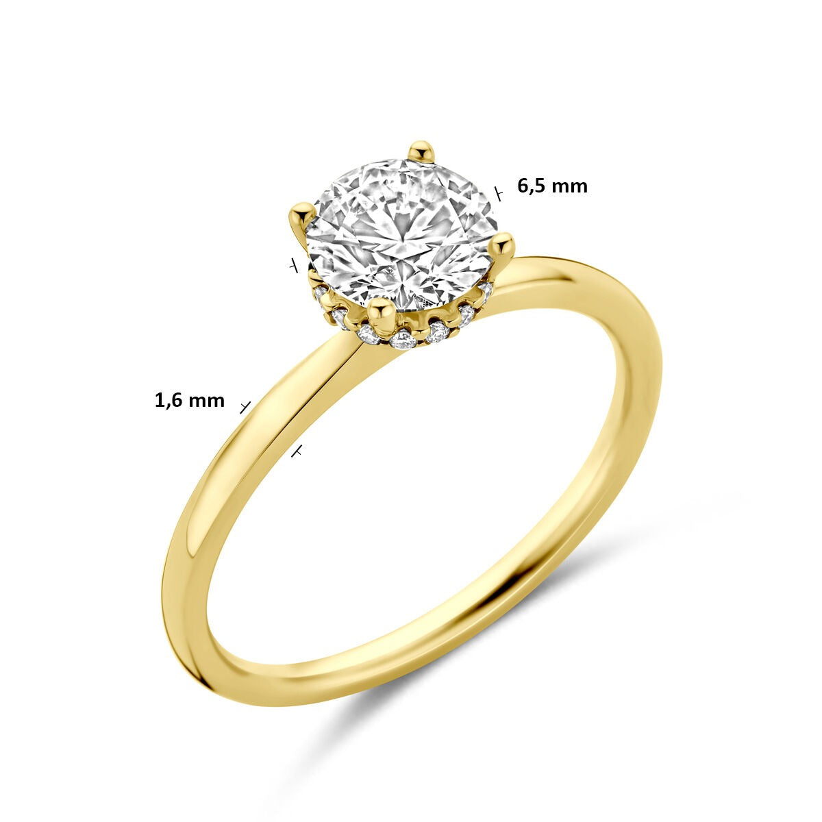 14k Żółte złoto pierścionek z diamentem hodowanym w laboratorium 1.07ct