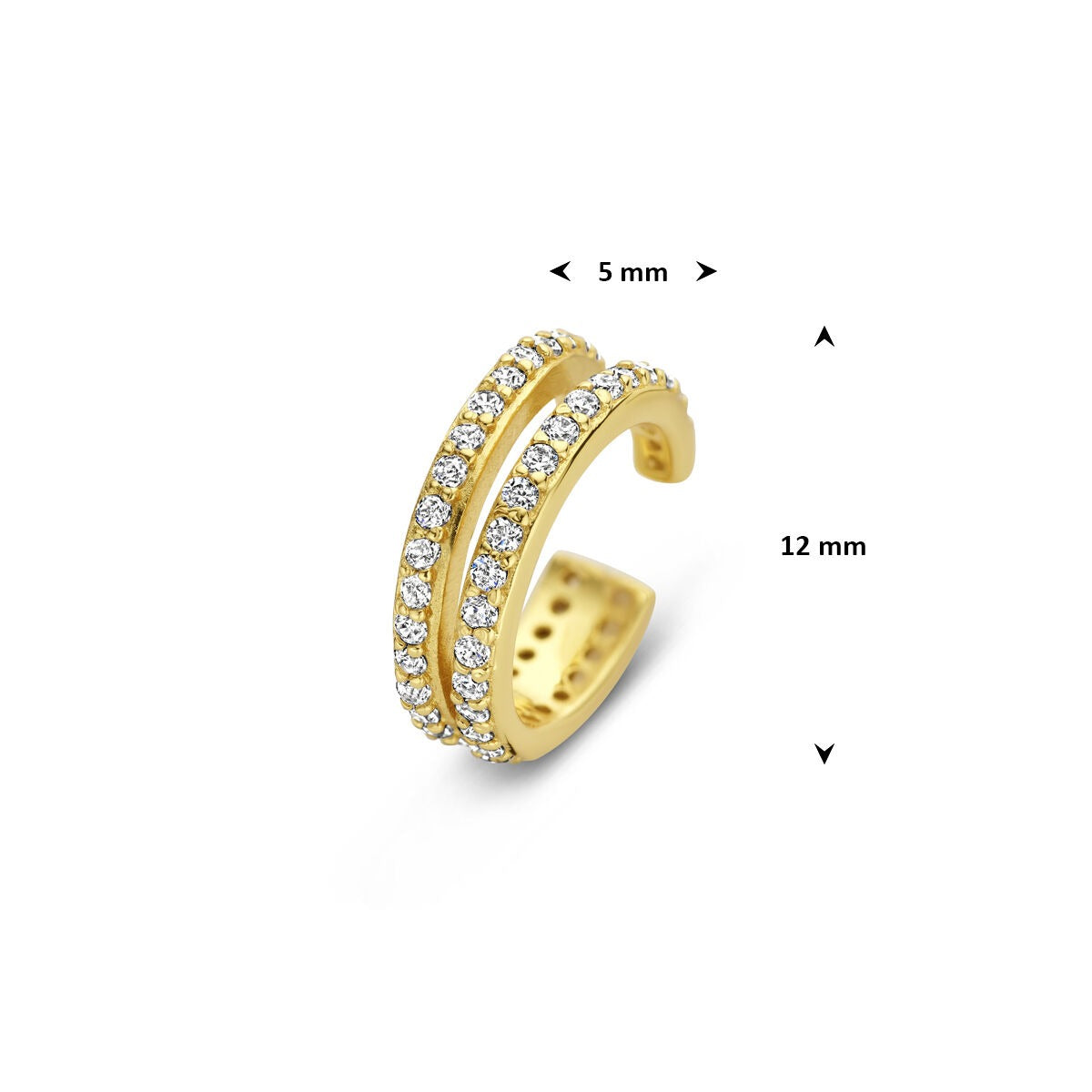 Pozłacany srebrny ear cuff z cyrkonią – błyszcząca elegancja bez przekłucia