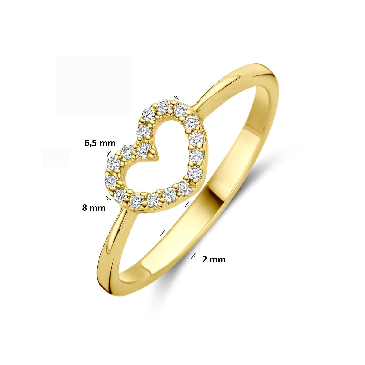 Pierścionek damski ze serduszkiem i diamentem lab grown – 14k żółte złoto