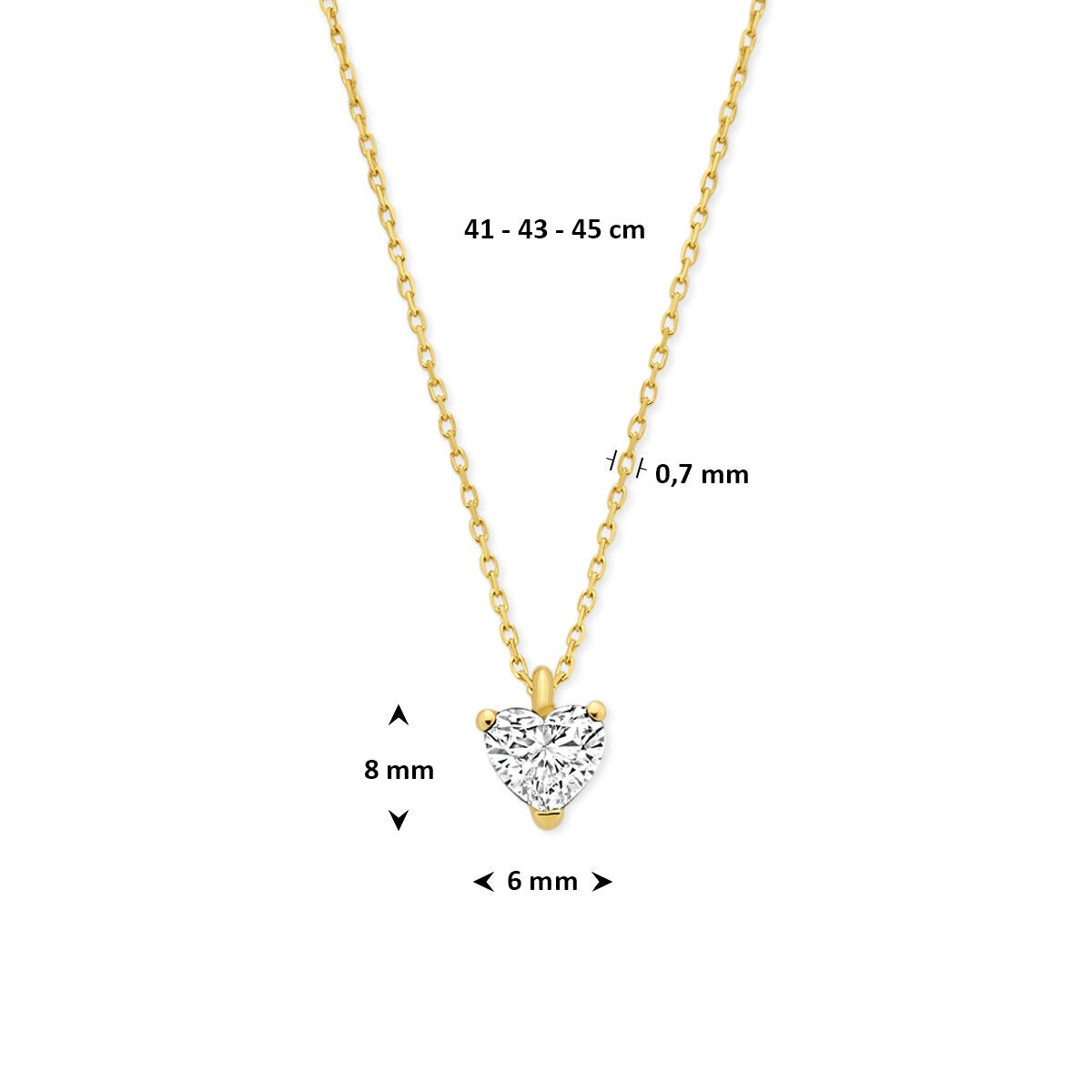 14k Żółte złoto naszyjnik z sercowym diamentem lab grown 0.50ct