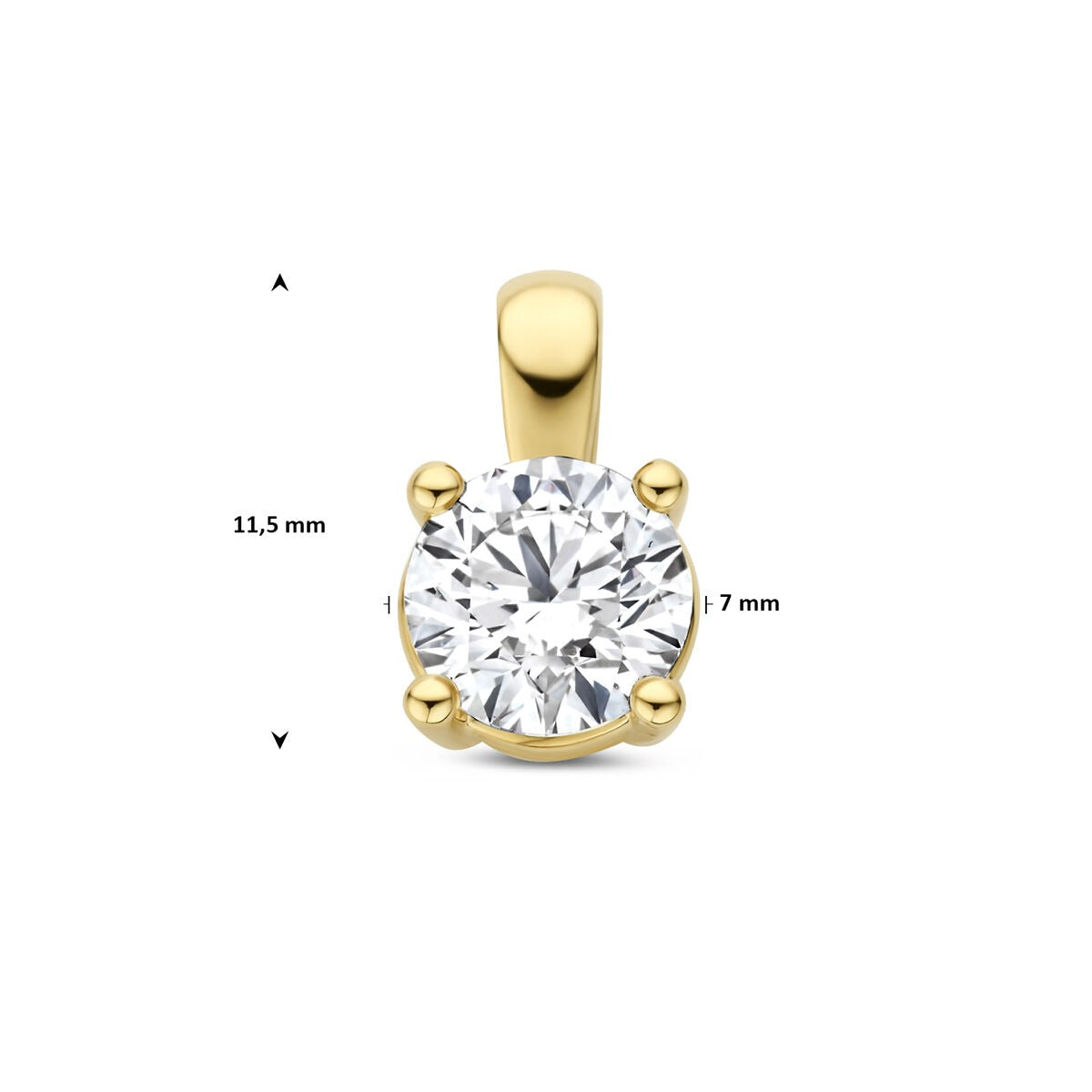 14k żółte złoto wisiorek z diamentem hodowanym w laboratorium – 1.00 ct szlif brylantowy