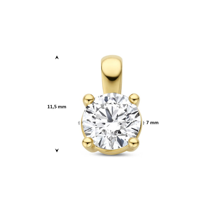 14k Geelgouden hanger met lab grown diamant – 1.00 ct briljant geslepen