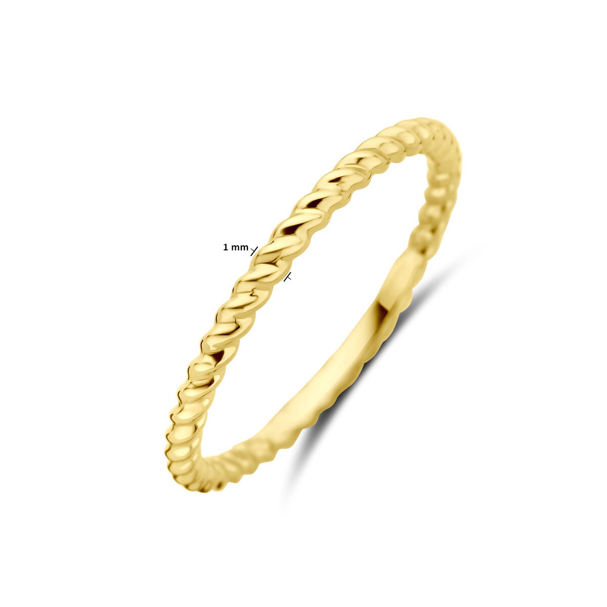 14k Żółte Złoto Skręcony Pierścionek Damski – 1.5mm