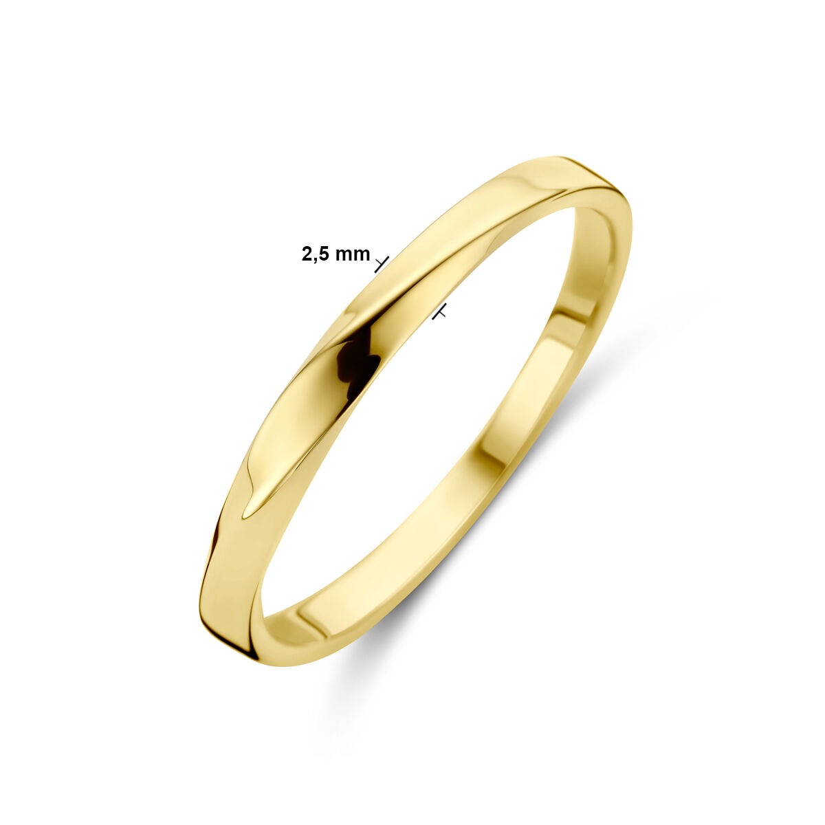 14k Żółte Złoto Damski Pierścionek – 2.5mm Szeroki