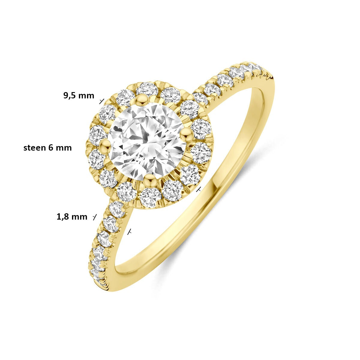 14k żółte złoto pierścionek z diamentem hodowanym w laboratorium 1.10ct