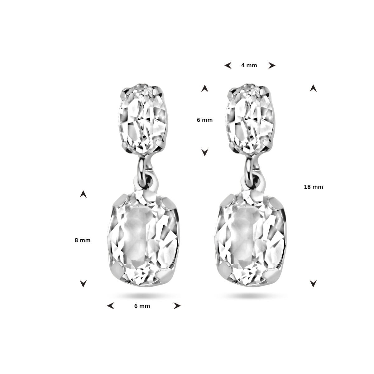 Rodowane srebrne kolczyki z kryształem Swarovski