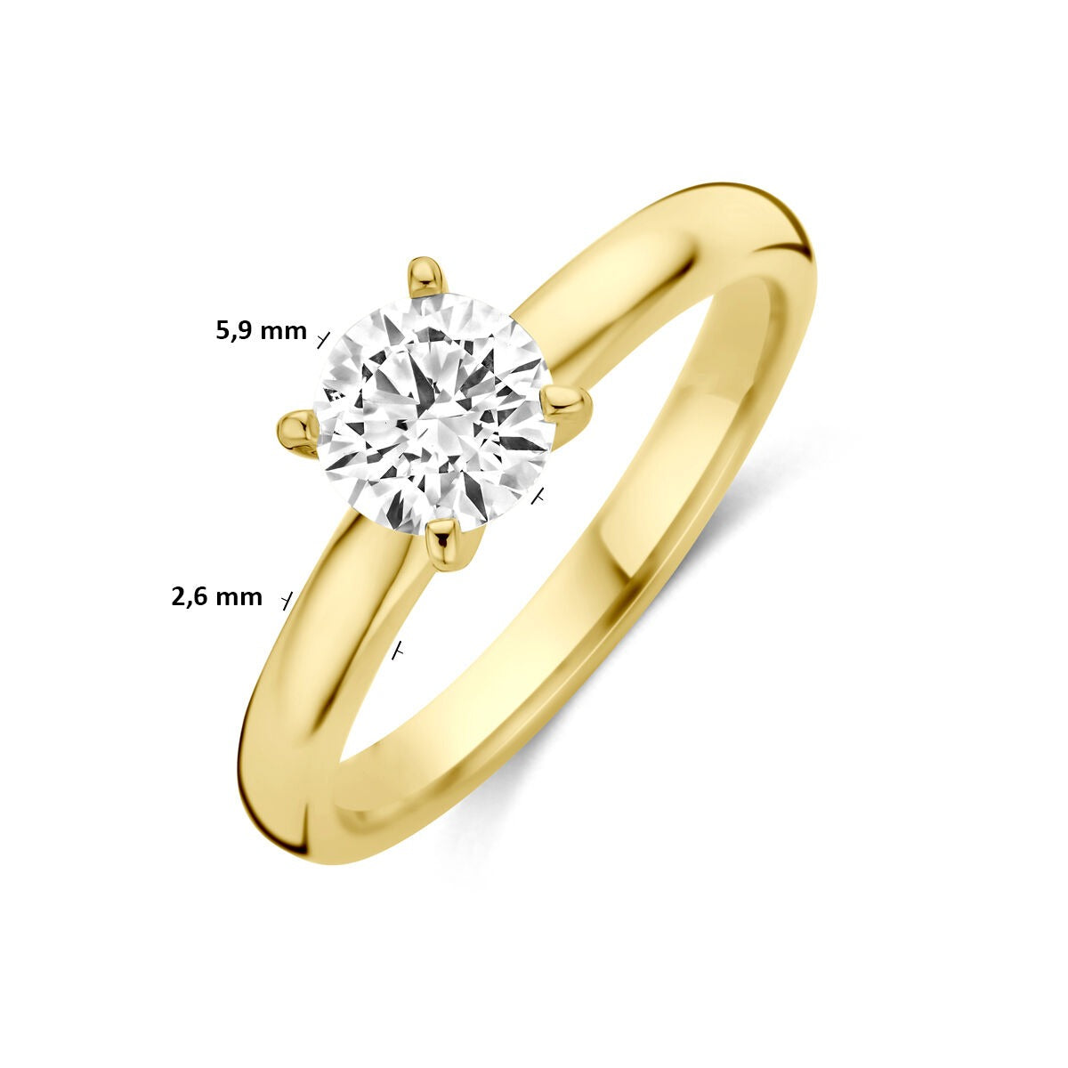 14k żółte złoto pierścionek z diamentem lab grown 0.75ct