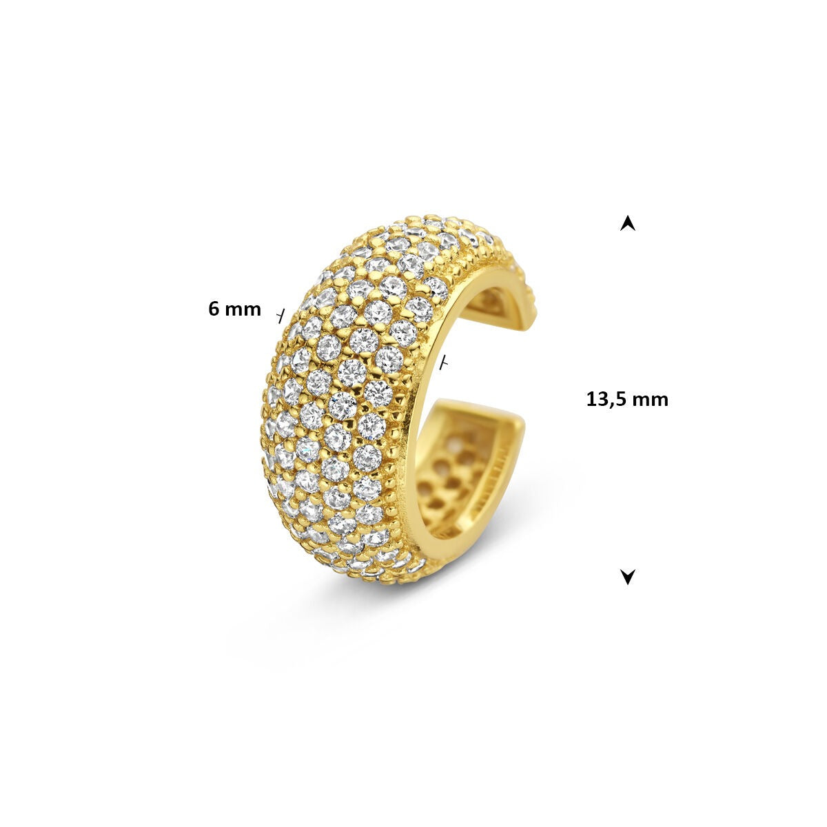 Pozłacany srebrny ear cuff z cyrkonią – 925 srebro