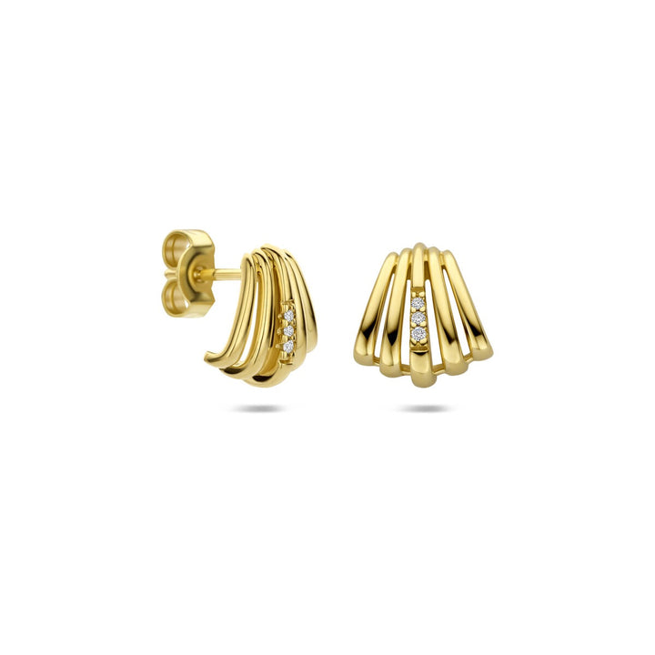 Gouden stekeroorringen met diamant – 14k geelgoud