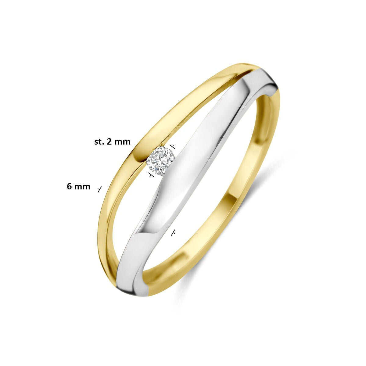 14k Bicolor damski pierścionek z diamentem hodowanym w laboratorium