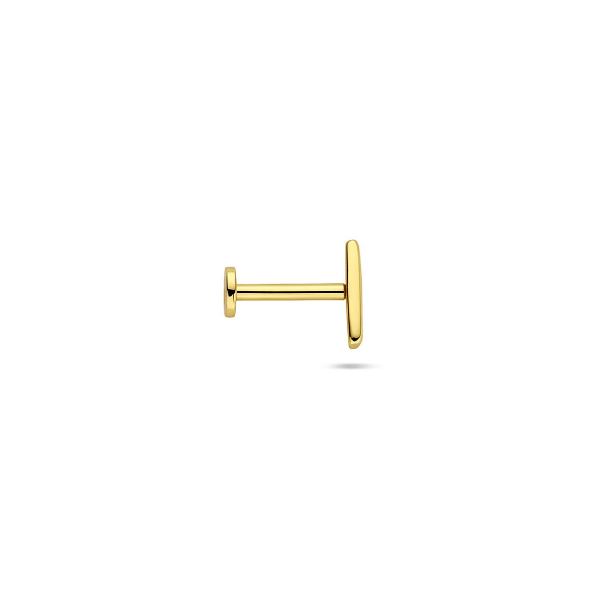 Pozłacany srebrny piercing flat back balk – 925 srebro