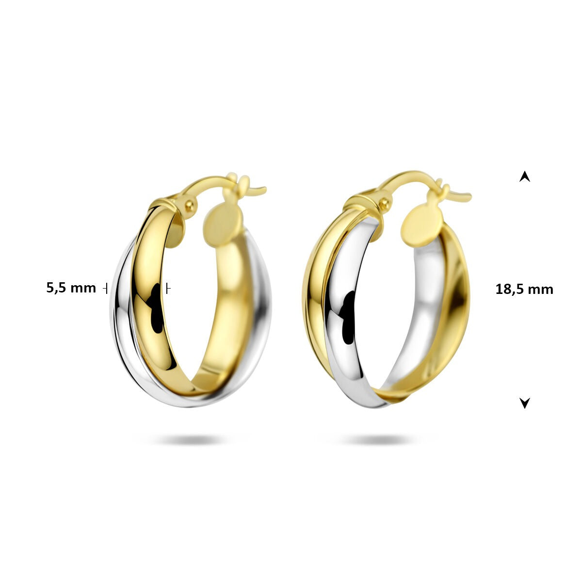 14k bicolor kolczyki koła w żółtym i białym złocie