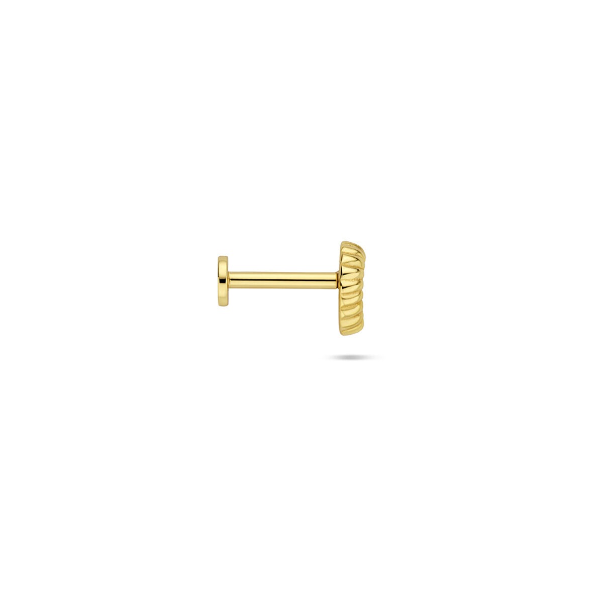 Pozłacany srebrny piercing flat back muszla nautilus – 925 srebro